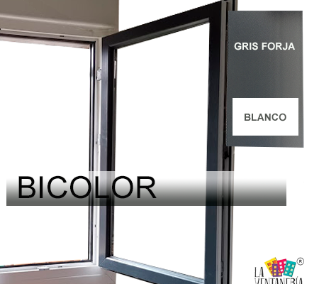 Colores de ventanas de PVC bicolor blanco-gris